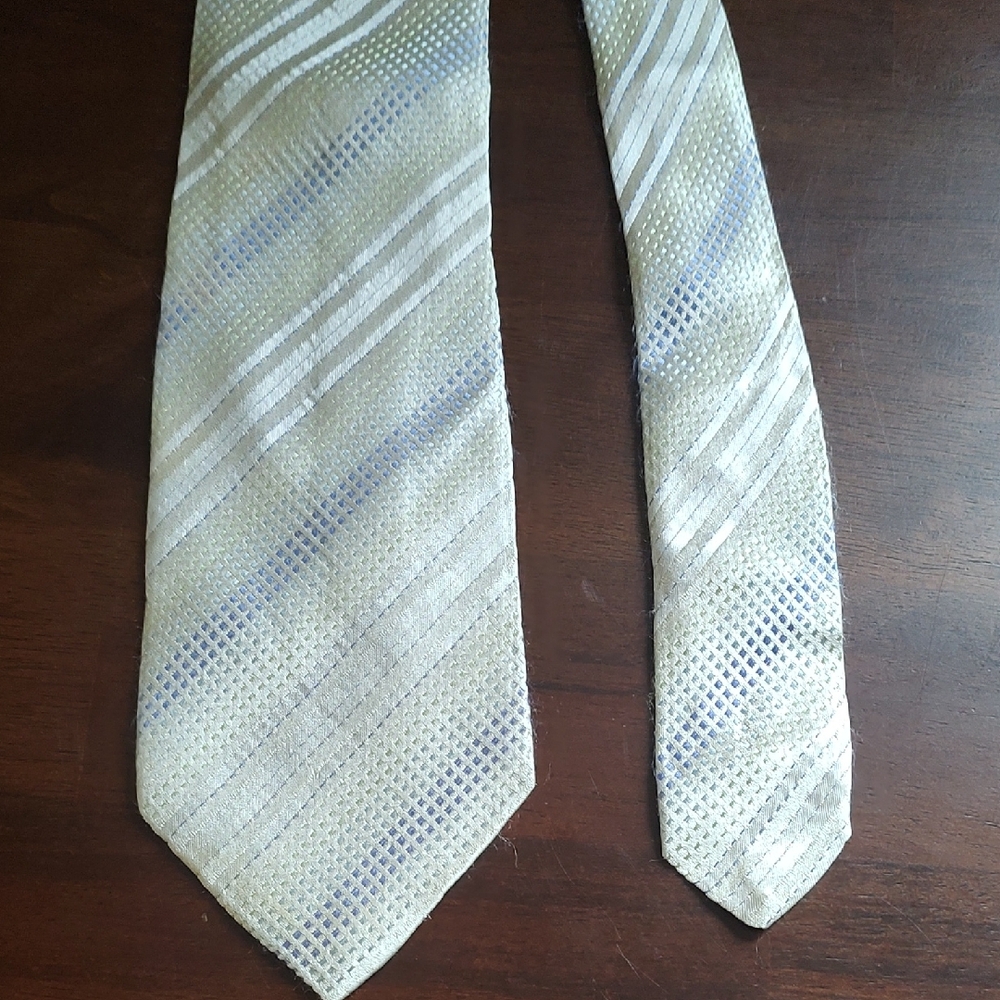 Oxford Silver and Cream Textured Tie 100% Silk Church Academia Work Office